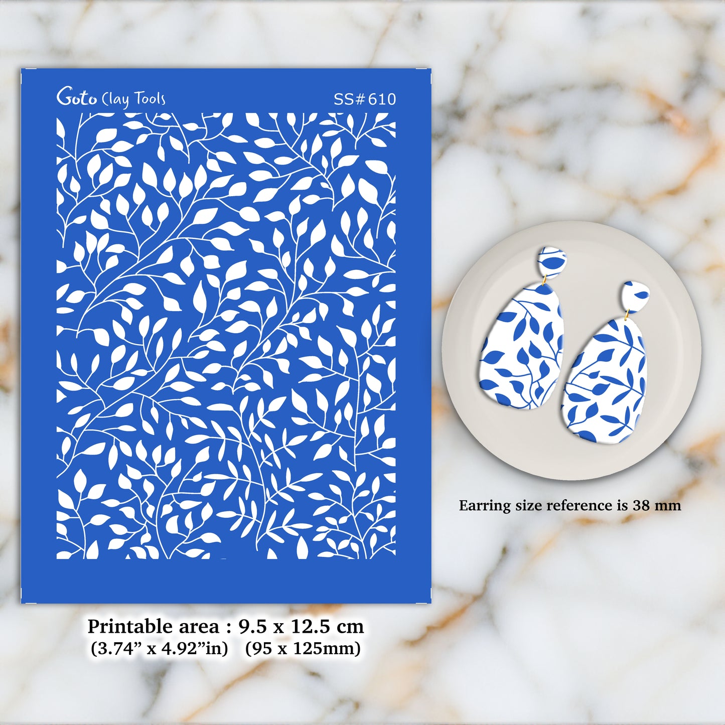Leaves Silkscreen for Polymer Clay Earring making, Clay Stencils, Clay Earring Silkscreen, Polymer Clay Supplies SS#610