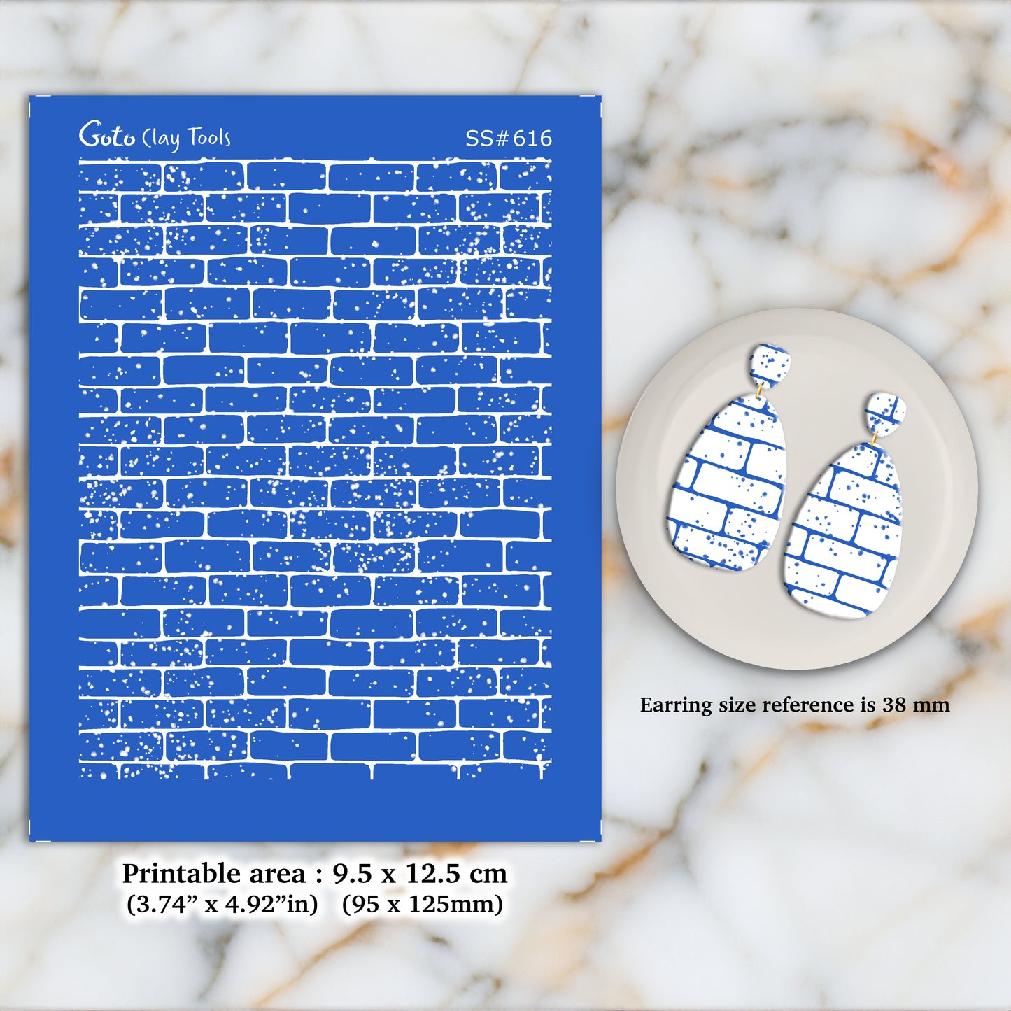 Brick Silkscreen for Polymer Clay Earring making, Clay Stencils, Clay Earring Silkscreen, Polymer Clay Supplies SS#616