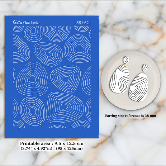 Circle Contour Silkscreen for Polymer Clay Earring making, Clay Stencils, Clay Earring Silkscreen, Polymer Clay Supplies SS#621