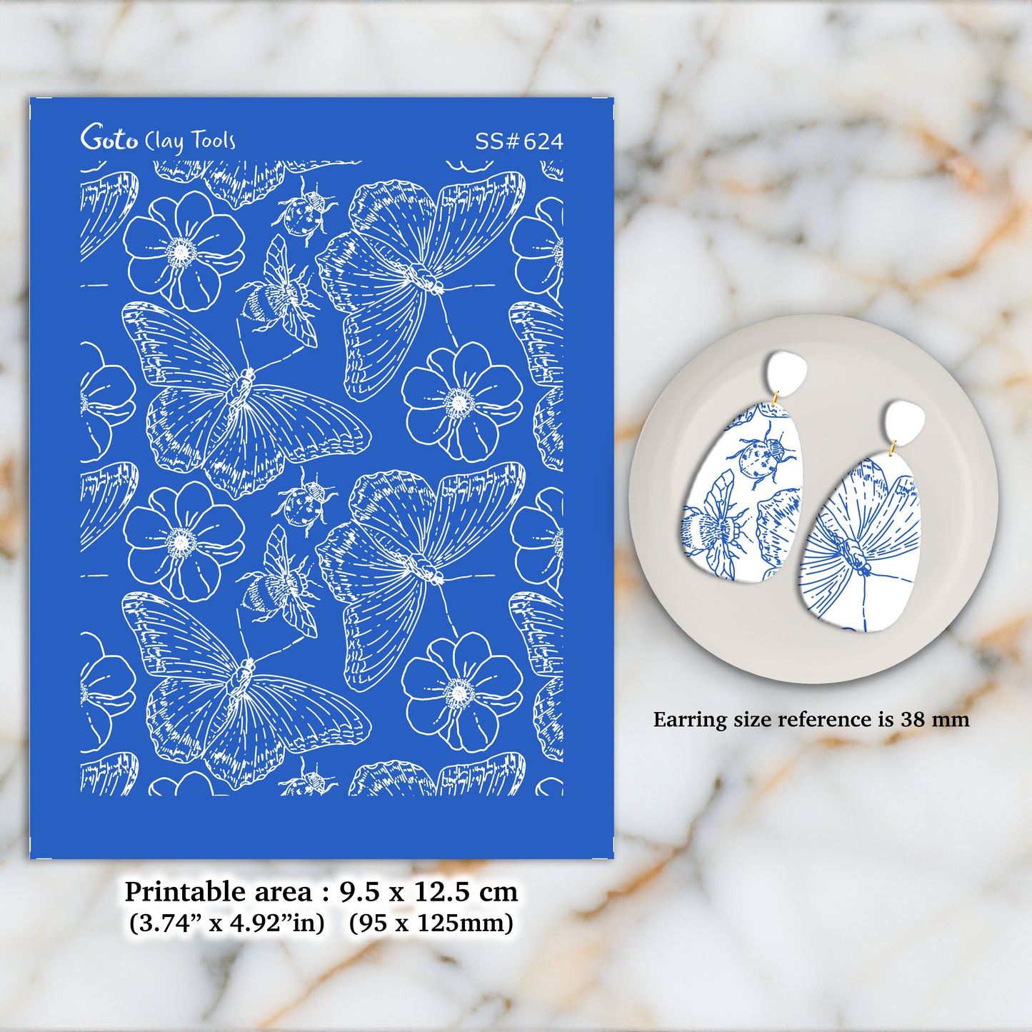 Butterly moth Silkscreen for Polymer Clay Earring making, Clay Stencils, Clay Earring Silkscreen, Polymer Clay Supplies SS#624