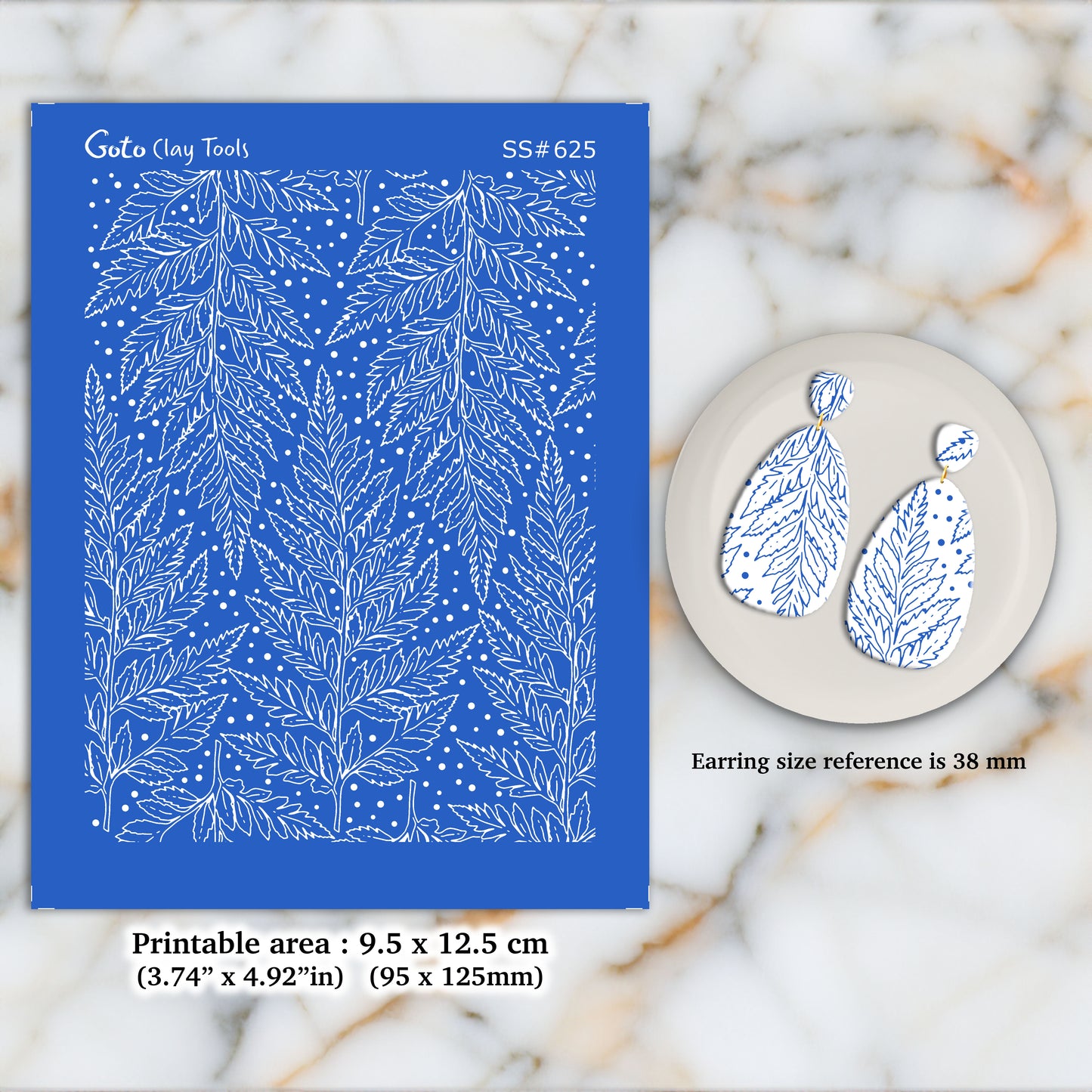 Fern Silkscreen for Polymer Clay Earring making, Clay Stencils, Clay Earring Silkscreen, Polymer Clay Supplies SS#625