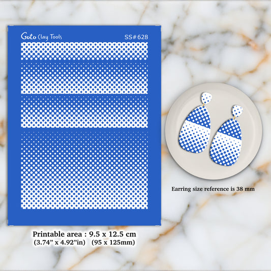 Halftone gradient Silkscreen for Polymer Clay Earring making, Clay Stencils, Clay Earring Silkscreen, Polymer Clay Supplies SS#628
