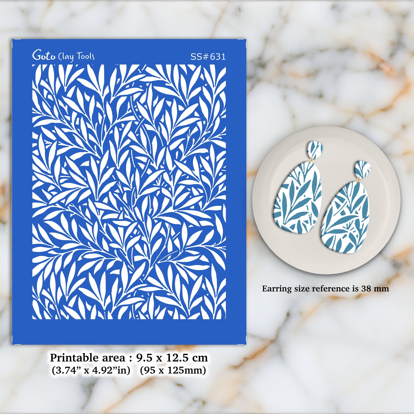 William Morris Leaves Silkscreen for Polymer Clay Earring making, Clay Stencils, Clay Earring Silkscreen, Polymer Clay Supplies SS#631