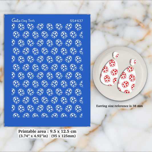 Ladybug Silkscreen for Polymer Clay Earring making, Clay Stencils, Clay Earring Silkscreen, Polymer Clay Supplies SS#637