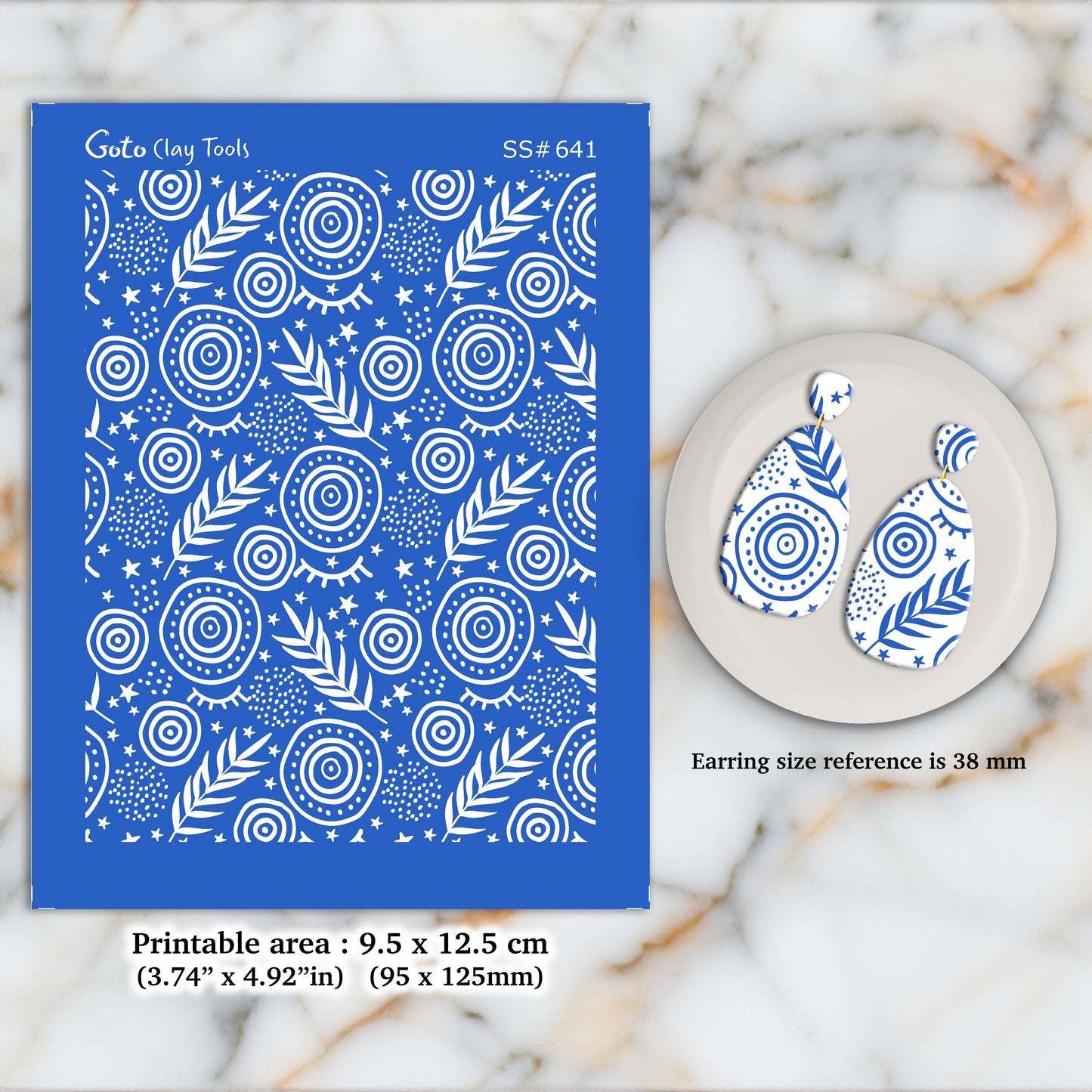Boho Leaves Silkscreen for Polymer Clay Earring making, Clay Stencils, Clay Earring Silkscreen, Polymer Clay Supplies SS#641