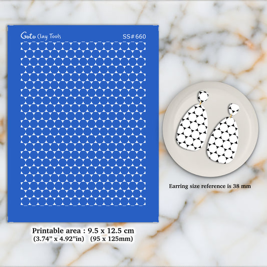 Circle Silkscreen for Polymer Clay Earring making, Clay Stencils, Clay Earring Silkscreen, Polymer Clay Supplies SS#660