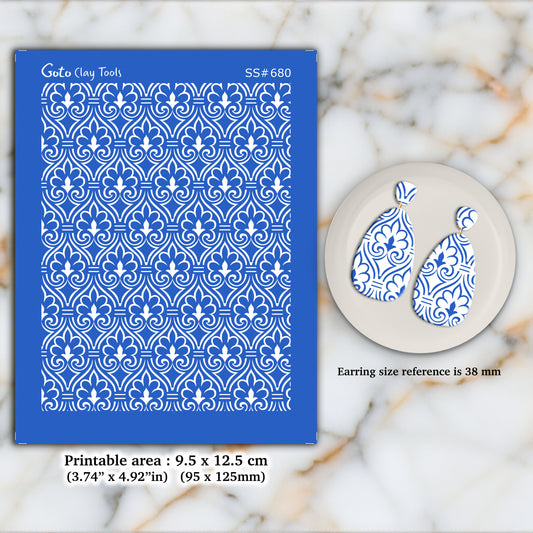 Silkscreen for Polymer Clay Earring making, Clay Stencils, Clay Earring Silkscreen, Polymer Clay Supplies SS#680
