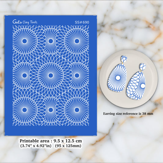 Silkscreen for Polymer Clay Earring making, Clay Stencils, Clay Earring Silkscreen, Polymer Clay Supplies SS#690
