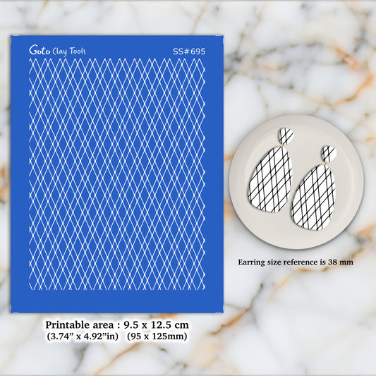 Cross lining Silkscreen for Polymer Clay Earring making, Clay Stencils, Clay Earring Silkscreen, Polymer Clay Supplies SS#695