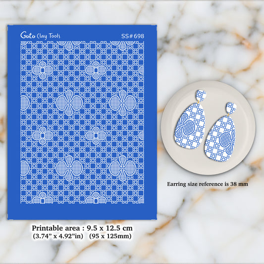 Silkscreen for Polymer Clay Earring making, Clay Stencils, Clay Earring Silkscreen, Polymer Clay Supplies SS#698