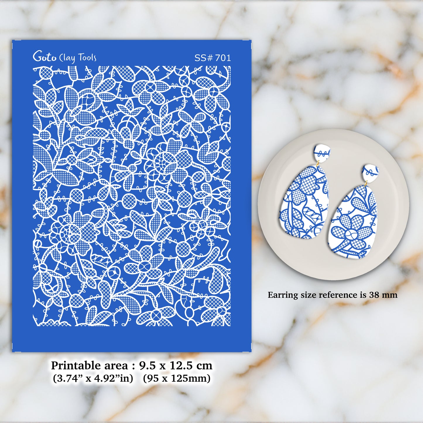Floral lace Silkscreen for Polymer Clay Earring making, Clay Stencils, Clay Earring Silkscreen, Polymer Clay Supplies SS#701