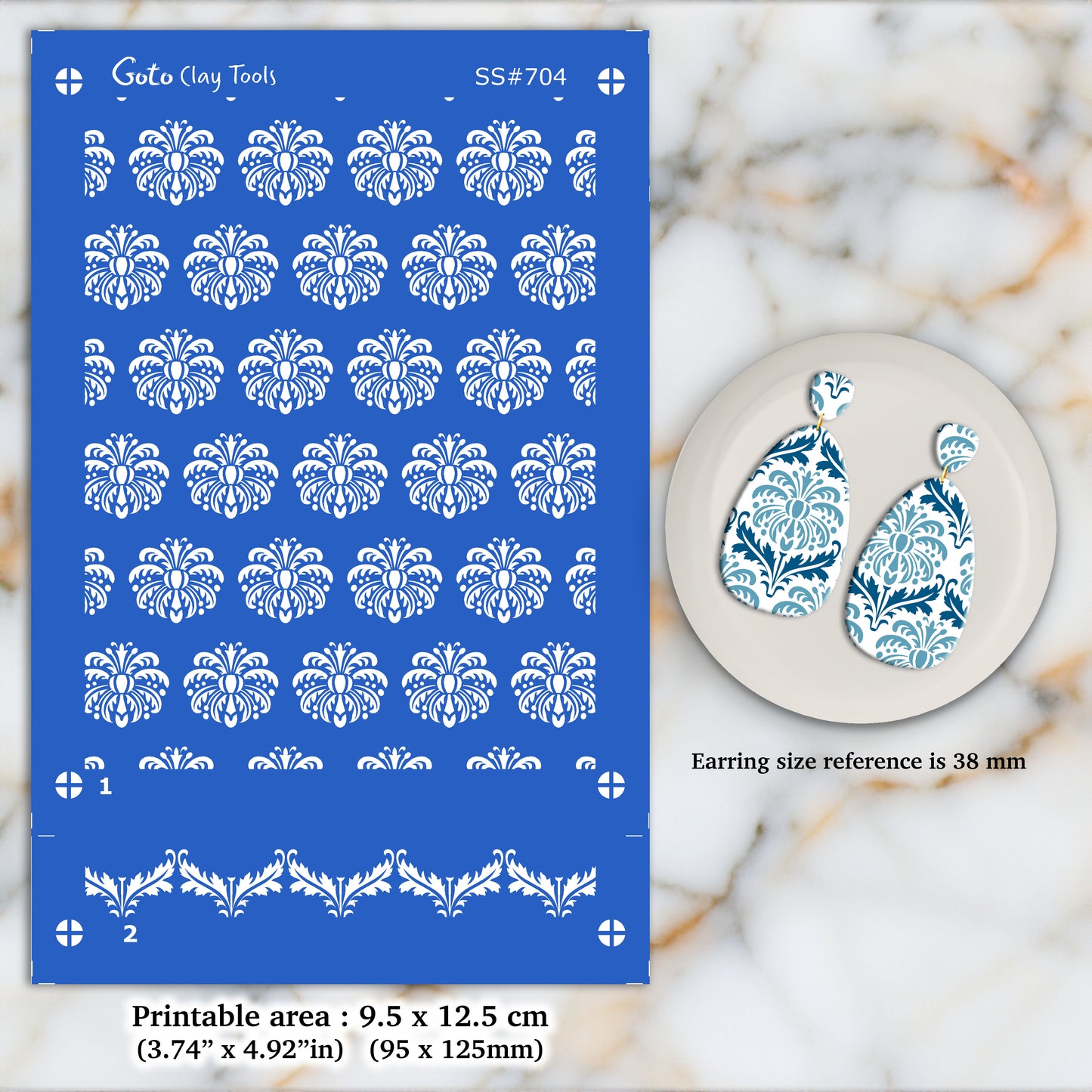 2 layers Ornamental Silkscreen for Polymer Clay Earring making, Clay Stencils, Clay Earring Silkscreen, Polymer Clay Supplies SS#704