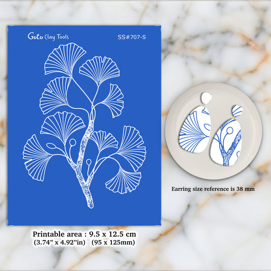 2 layers Gingko Silkscreen for Polymer Clay Earring making, Clay Stencils, Clay Earring Silkscreen, Polymer Clay Supplies SS#707