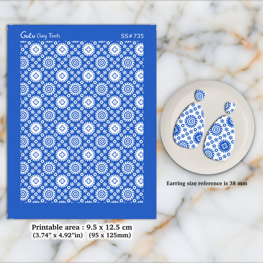 Silkscreen for Polymer Clay Earring making, Clay Stencils, Clay Earring Silkscreen, Polymer Clay Supplies SS#735