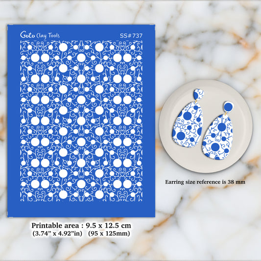 Silkscreen for Polymer Clay Earring making, Clay Stencils, Clay Earring Silkscreen, Polymer Clay Supplies SS#737