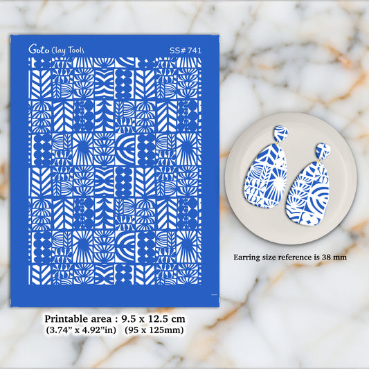 Silkscreen for Polymer Clay Earring making, Clay Stencils, Clay Earring Silkscreen, Polymer Clay Supplies SS#741