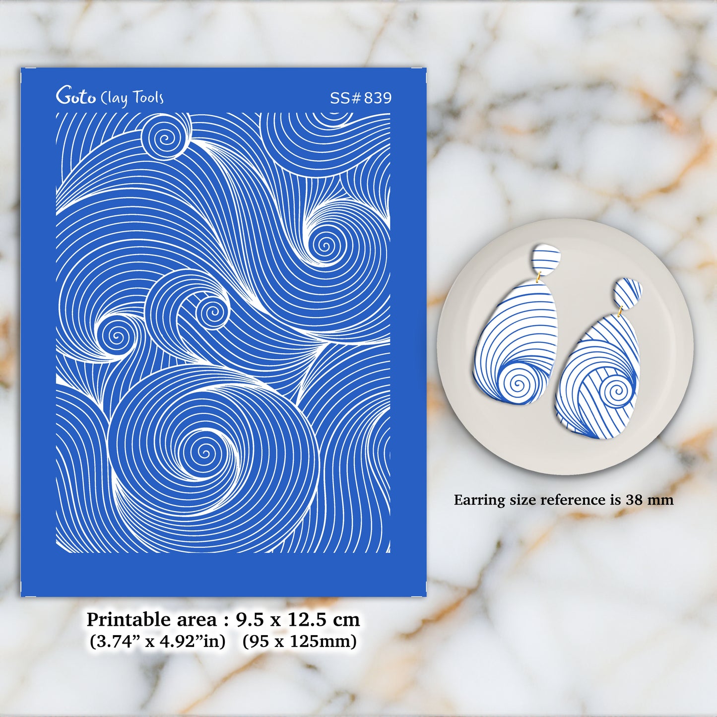 Waves contour Silkscreen for Polymer Clay Earring making, Clay Stencils, Clay Earring Silkscreen, Polymer Clay Supplies SS#839