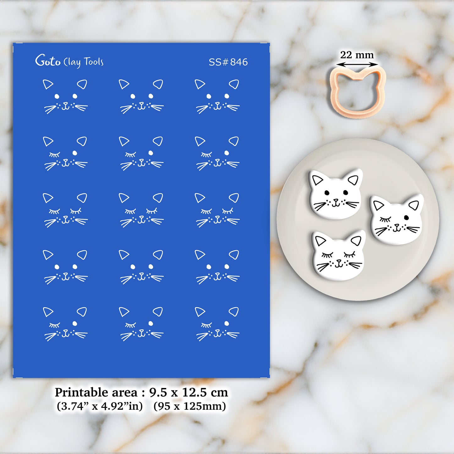 Cat face Silkscreen for Polymer Clay Earring making, Clay Stencils, Clay Earring Silkscreen, Polymer Clay Supplies SS#846