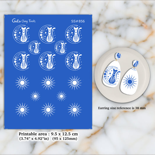 Esoteric Silkscreen for Polymer Clay Earring making, Clay Stencils, Clay Earring Silkscreen, Polymer Clay Supplies SS#856
