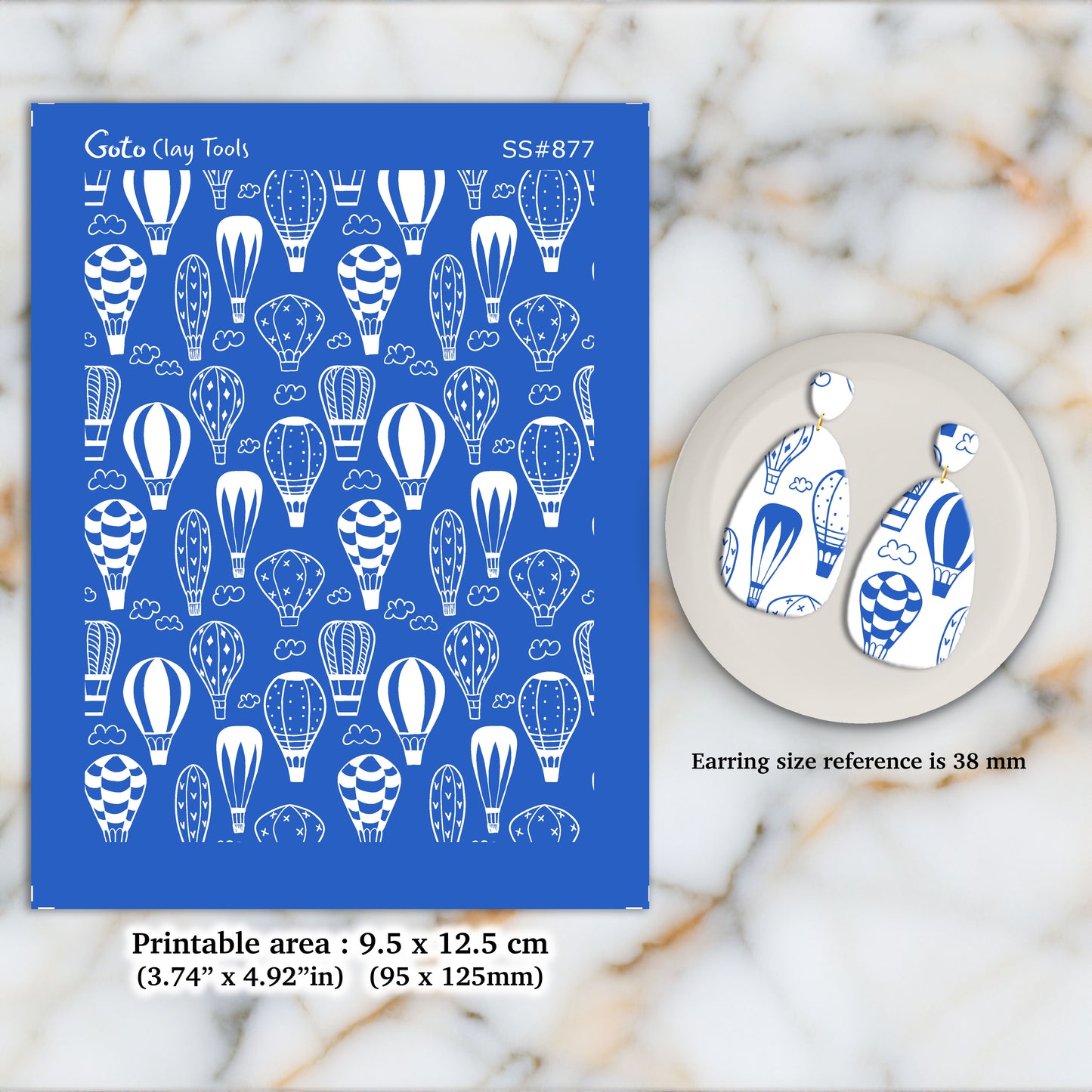 Doodle Air balloons Silkscreen for Polymer Clay Earring making, Clay Stencils, Clay Earring Silkscreen, Polymer Clay Supplies SS#877
