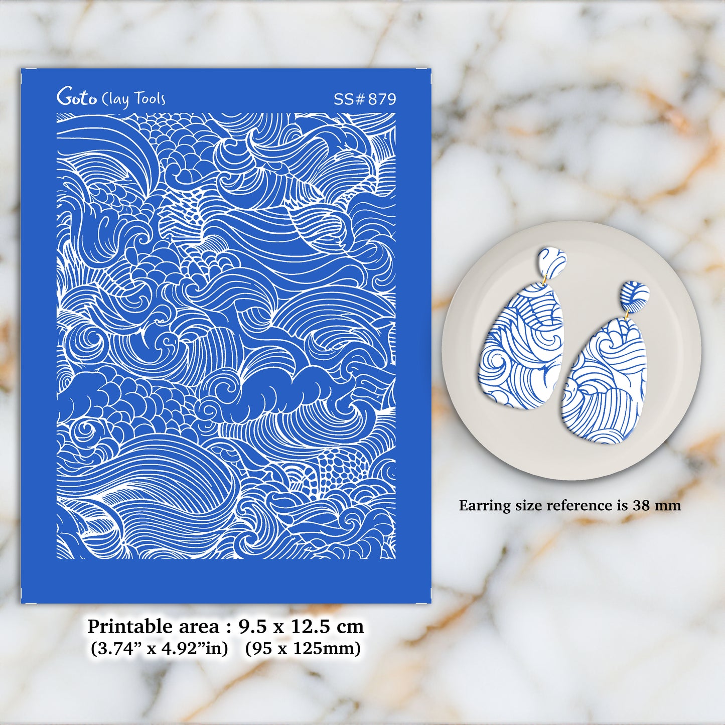 Waves doodle Silkscreen for Polymer Clay Earring making, Clay Stencils, Clay Earring Silkscreen, Polymer Clay Supplies SS#879