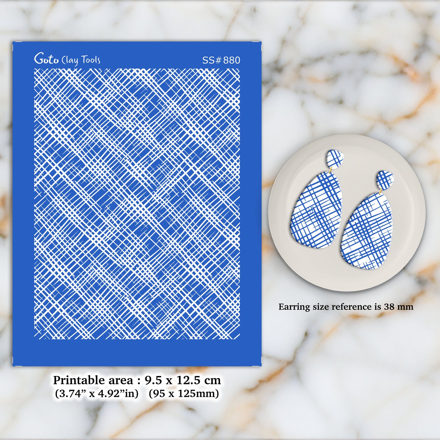 Criss Cross Silkscreen for Polymer Clay Earring making, Clay Stencils, Clay Earring Silkscreen, Polymer Clay Supplies SS#880