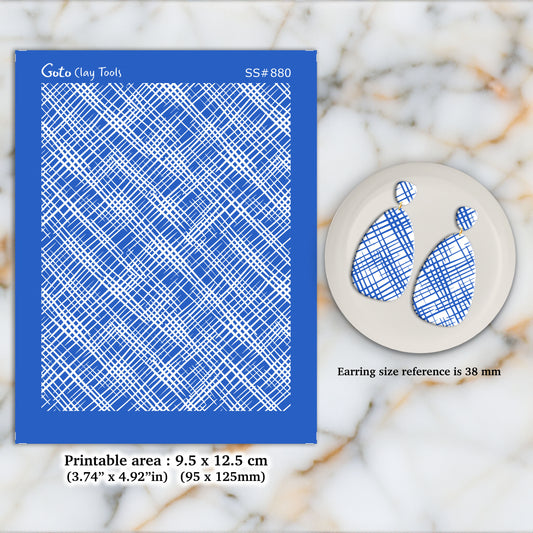 Criss Cross Silkscreen for Polymer Clay Earring making, Clay Stencils, Clay Earring Silkscreen, Polymer Clay Supplies SS#880
