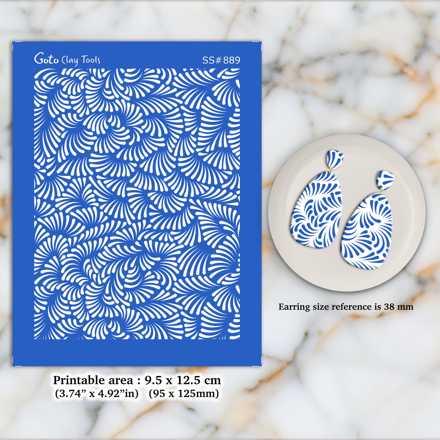 Fan Silkscreen for Polymer Clay Earring making, Clay Stencils, Clay Earring Silkscreen, Polymer Clay Supplies SS#889