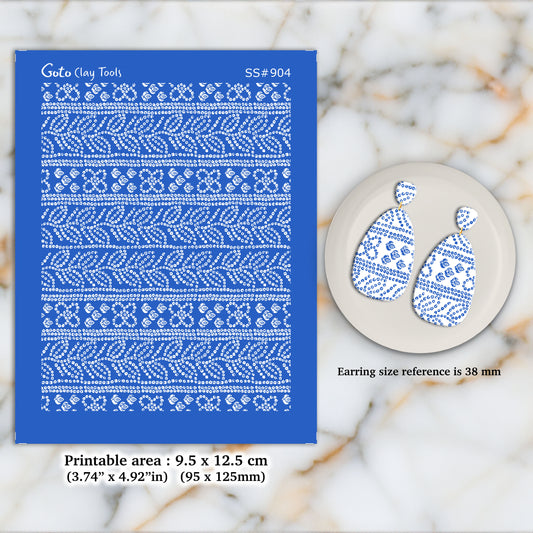 Bandhani Silkscreen for Polymer Clay Earring making, Clay Stencils, Clay Earring Silkscreen, Polymer Clay Supplies SS#904