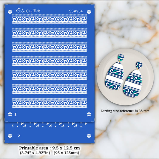 2 layers Indian Silkscreen for Polymer Clay Earring making, Clay Stencils, Clay Earring Silkscreen SS#934