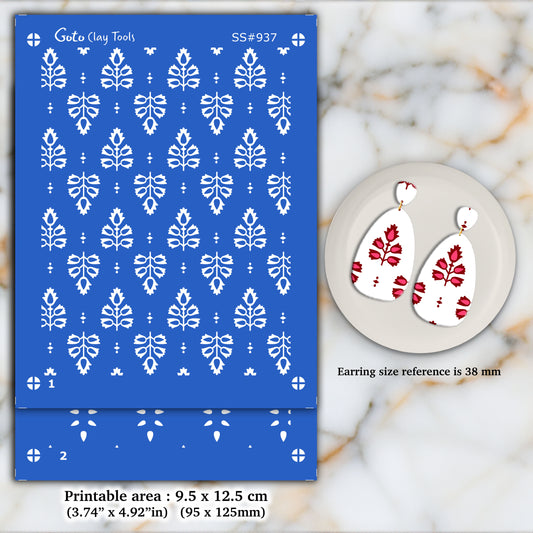 2 layers Indian Silkscreen for Polymer Clay Earring making, Clay Stencils, Clay Earring Silkscreen SS#937