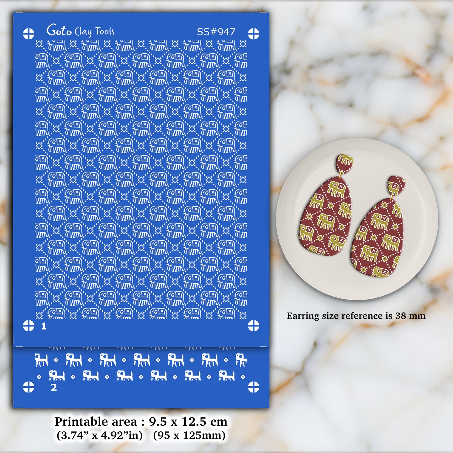 2 layers Indian style Silkscreen for Polymer Clay Earring making, Clay Stencils, Clay Earring Silkscreen, Polymer Clay Supplies SS#947