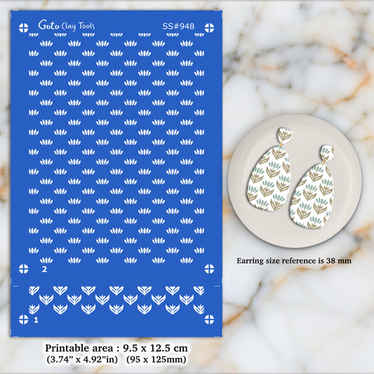 2 layers Indian style Silkscreen for Polymer Clay Earring making, Clay Stencils, Clay Earring Silkscreen, Polymer Clay Supplies SS#948