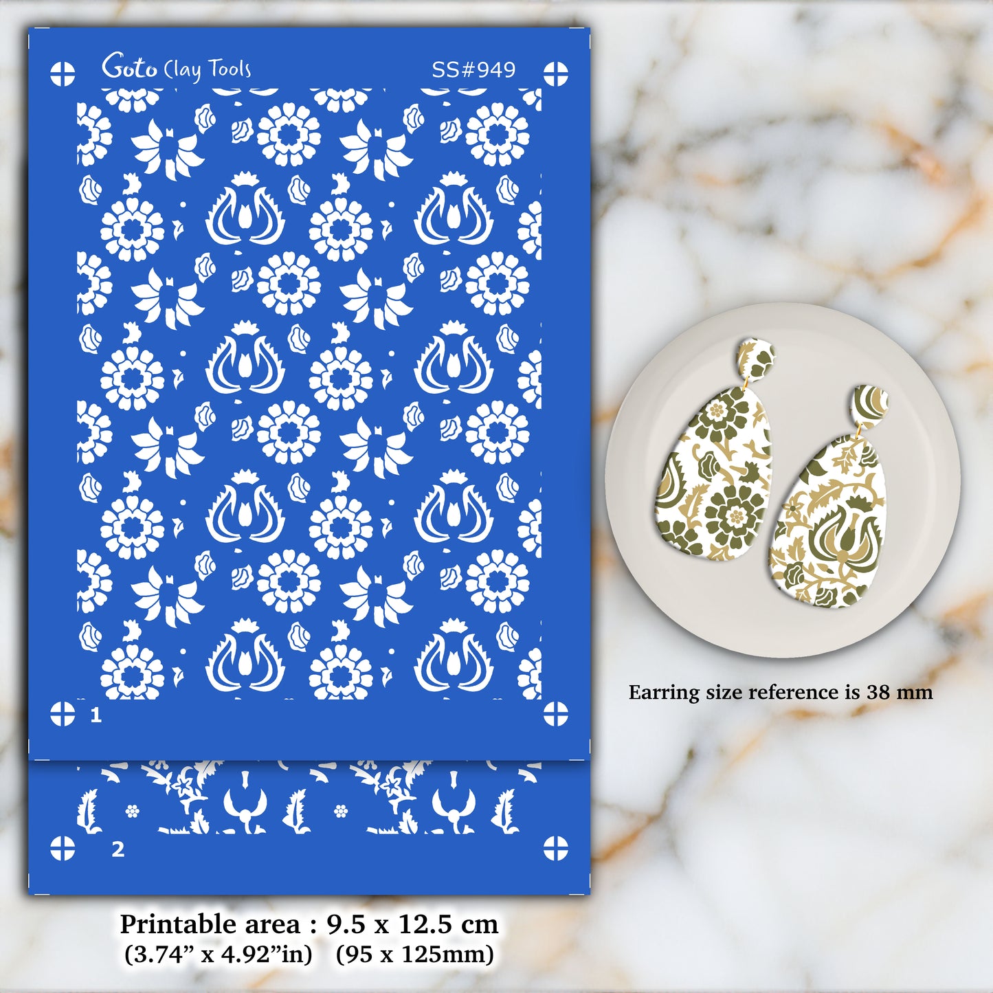 2 layers Block print Silkscreen for Polymer Clay Earring making, Clay Stencils, Clay Earring Silkscreen SS#949