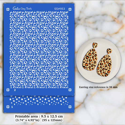 2 layers Leopard Silkscreen for Polymer Clay Earring making, Clay Stencils, Clay Earring Silkscreen SS#953