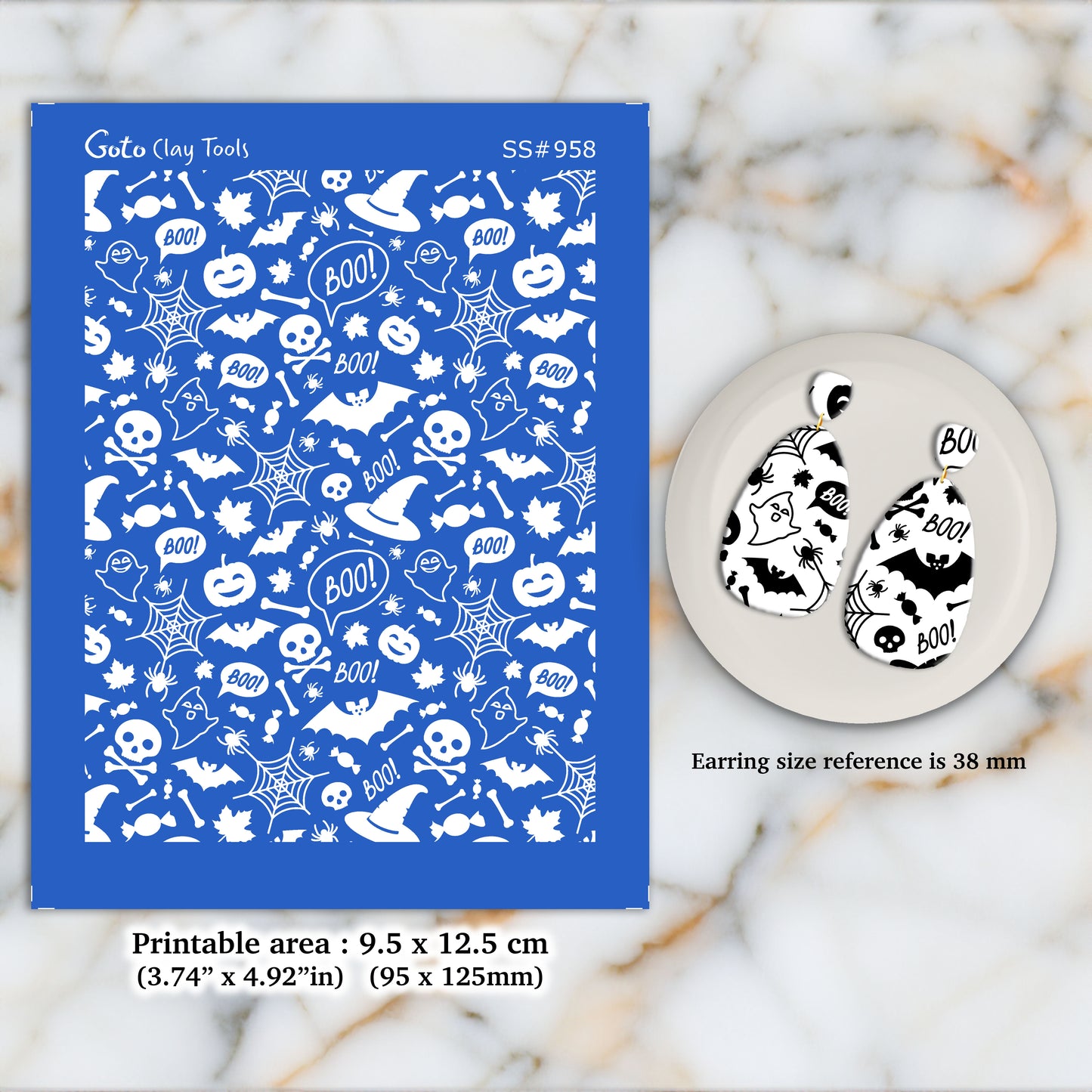 Halloween Silkscreen for Polymer Clay Earring making, Clay Stencils, Clay Earring Silkscreen, Polymer Clay Supplies SS#958