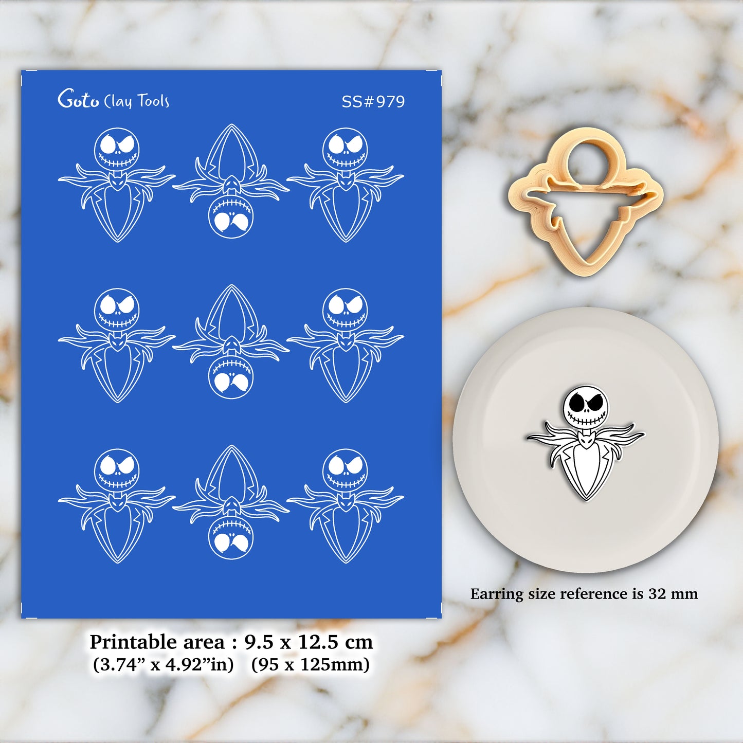 Halloween Jack Silkscreen for Polymer Clay Earring making, Clay Stencils, Clay Earring Silkscreen, Polymer Clay Supplies SS#979