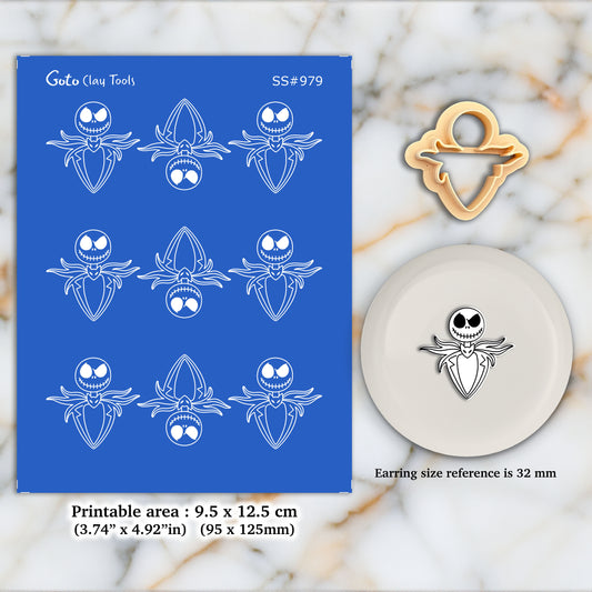 Halloween Jack Silkscreen for Polymer Clay Earring making, Clay Stencils, Clay Earring Silkscreen, Polymer Clay Supplies SS#979