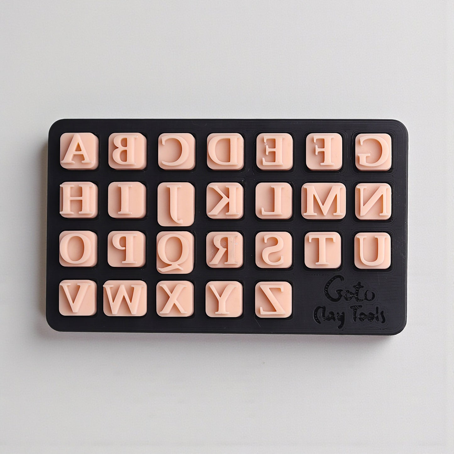Letter Stamps and Container, Alphabet Clay Stamps - 9 mm height