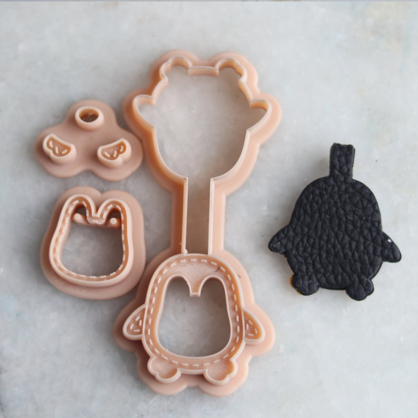 Penguin Keychain Clay Cutter Set - Stitched effect Clay Keyring Cutters