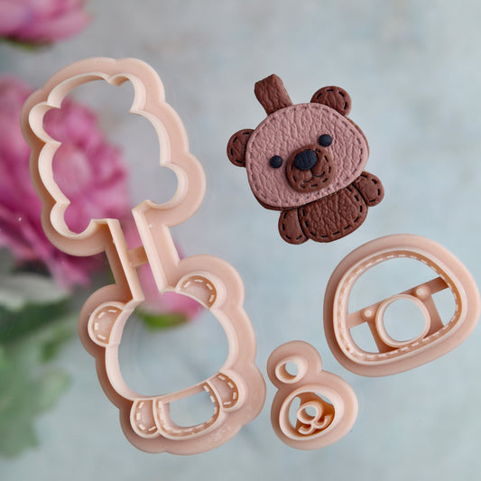Teddy Bear Keychain Clay Cutter Set - Stitched effect Clay Keyring Cutters (Copy)