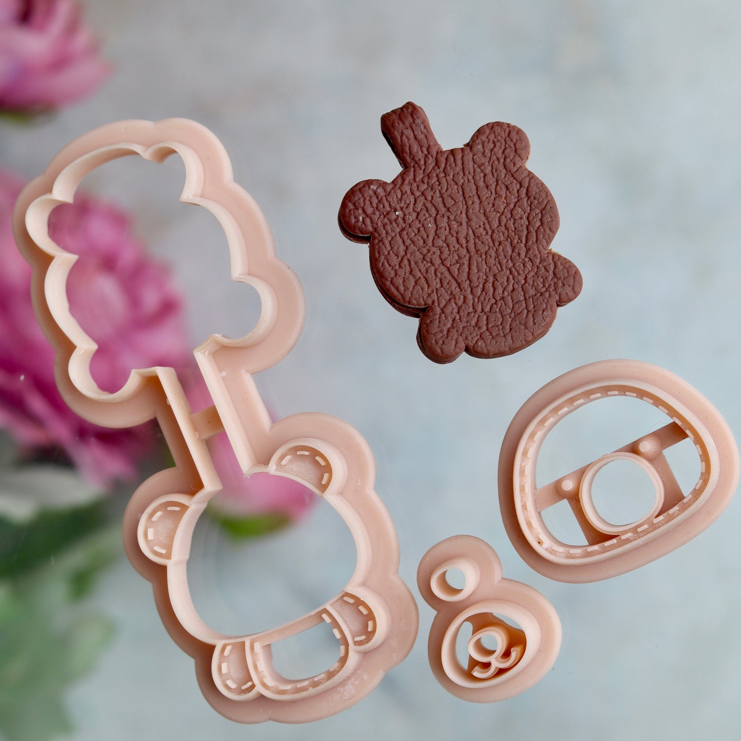 Teddy Bear Keychain Clay Cutter Set - Stitched effect Clay Keyring Cutters (Copy)