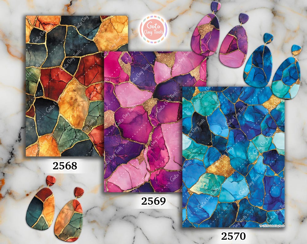Colorful Stones Polymer Clay Transfer Paper