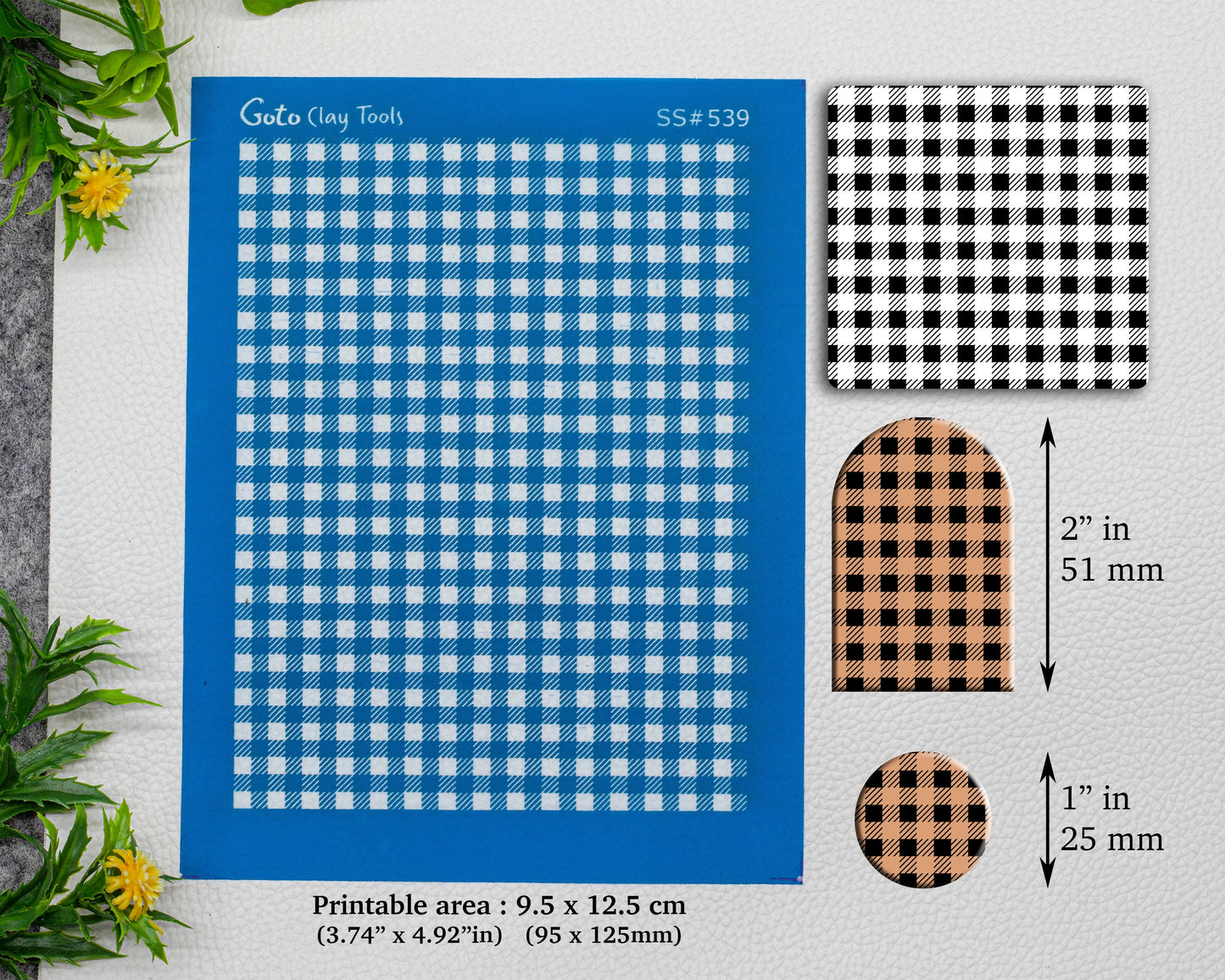 Gingham Silkscreen for Polymer Clay Earring making, Buffalo plaid silkscreen, Clay Earring Silkscreen, Polymer Clay Supplies SS#539