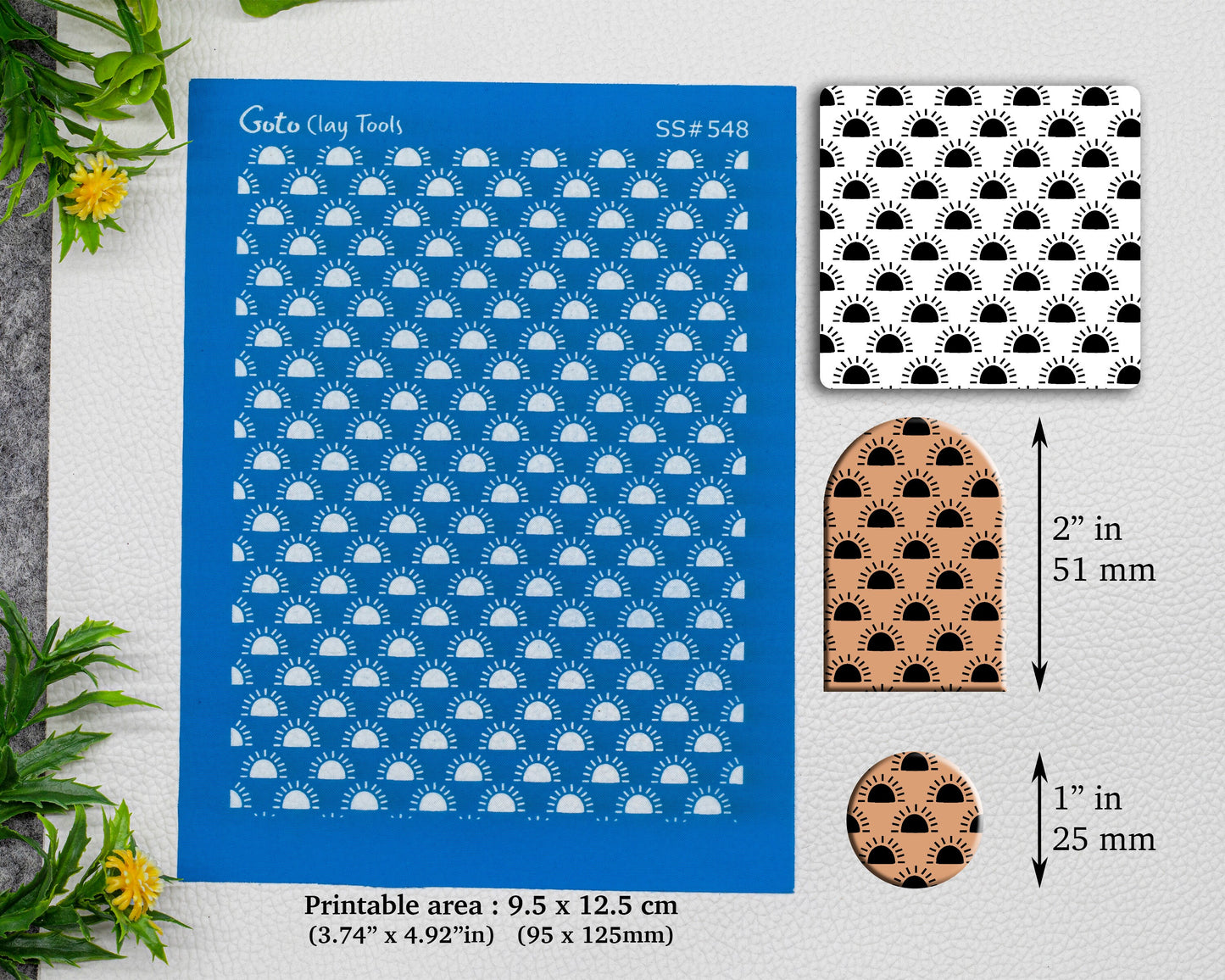 Sunset Silkscreen for Polymer Clay Earring making, Clay Stencils, Clay Earring Silkscreen, Polymer Clay Supplies SS#548