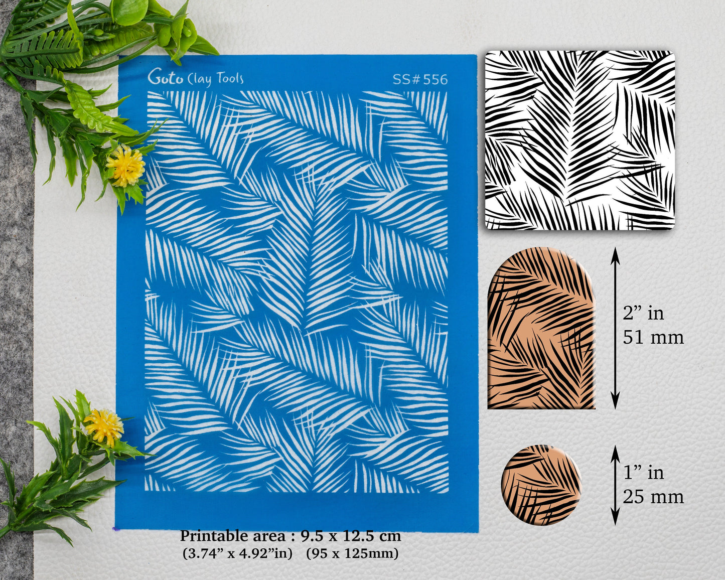 Palm Leaves Silkscreen for Polymer Clay Earring making, Clay Stencils, Clay Earring Silkscreen, Polymer Clay Supplies SS#556
