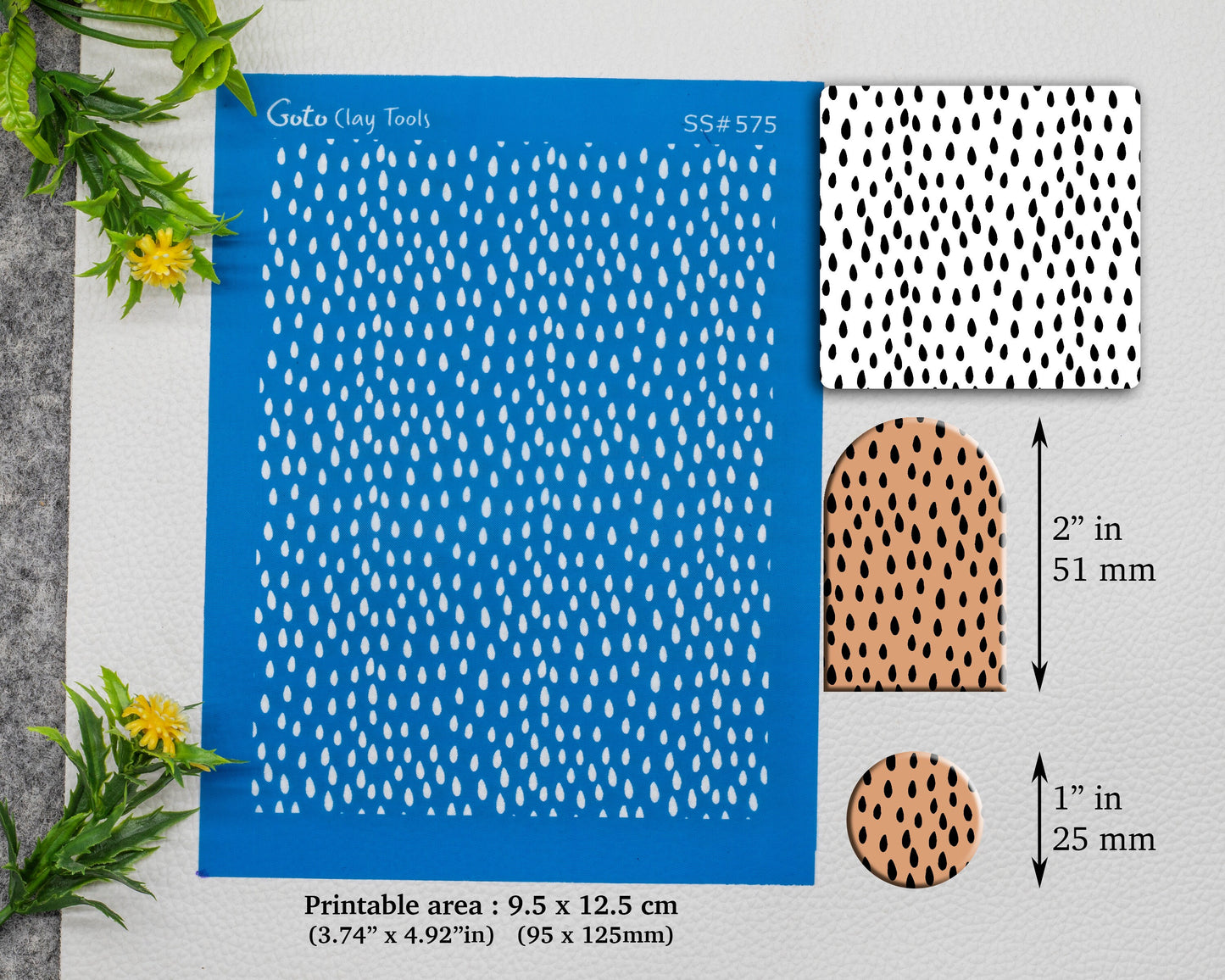 Rain Drop Silkscreen for Polymer Clay Earring making, Clay Stencils, Clay Earring Silkscreen, Polymer Clay Supplies SS#575