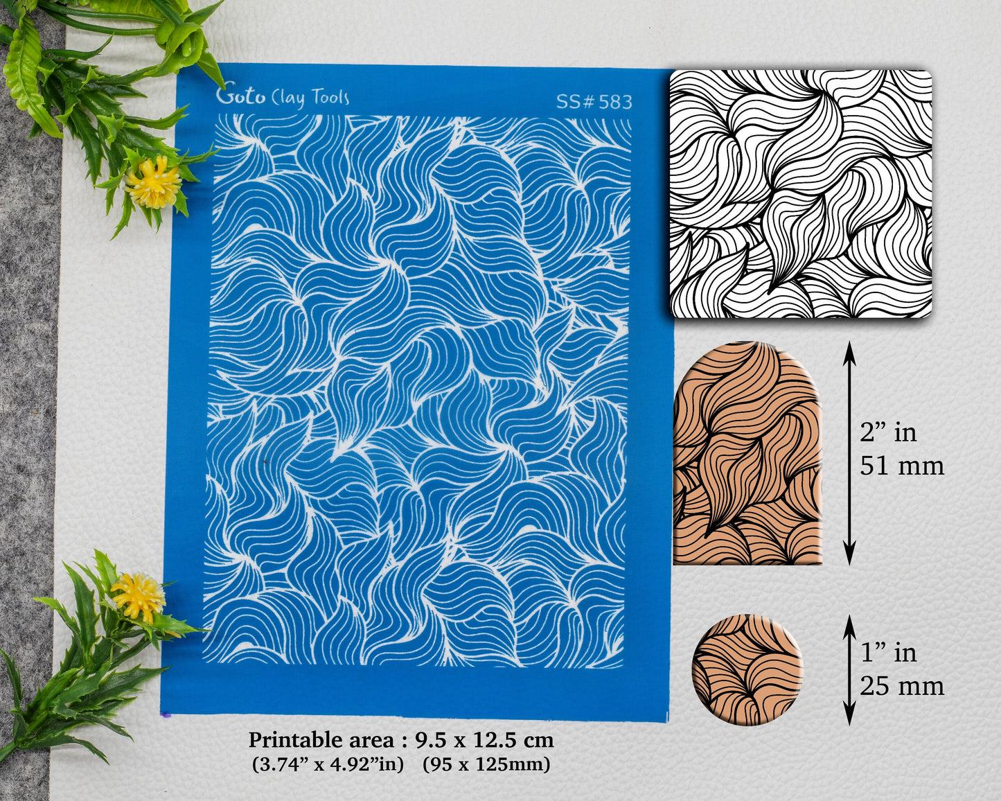 Waves Silkscreen for Polymer Clay Earring making, Clay Stencils, Clay Earring Silkscreen, Polymer Clay Supplies SS#583