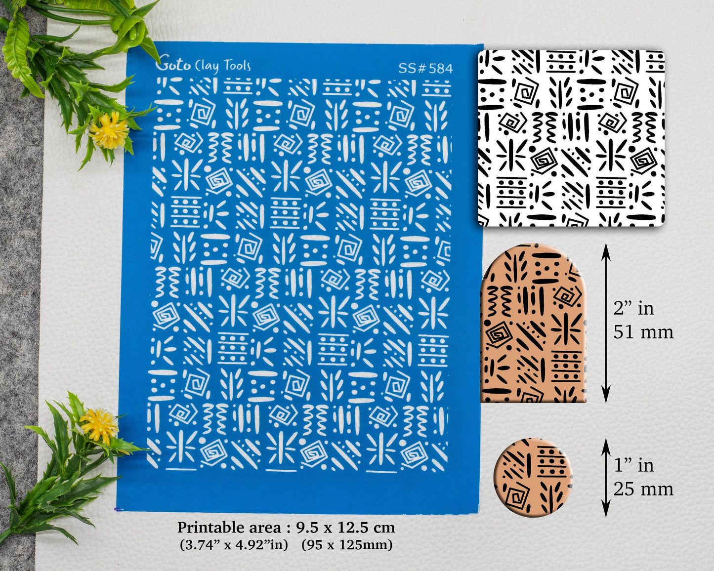 African Silkscreen for Polymer Clay Earring making, Clay Stencils, Clay Earring Silkscreen, Polymer Clay Supplies SS#584
