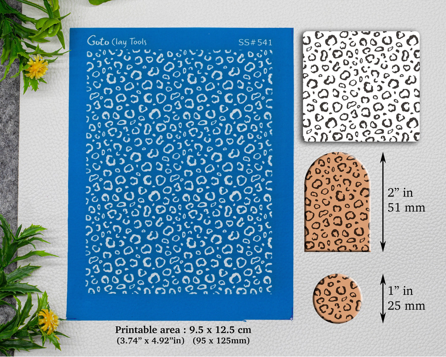 Leopard skin Silkscreen for Polymer Clay Earring making, Clay Stencils, Clay Earring Silkscreen, Polymer Clay Supplies SS#541